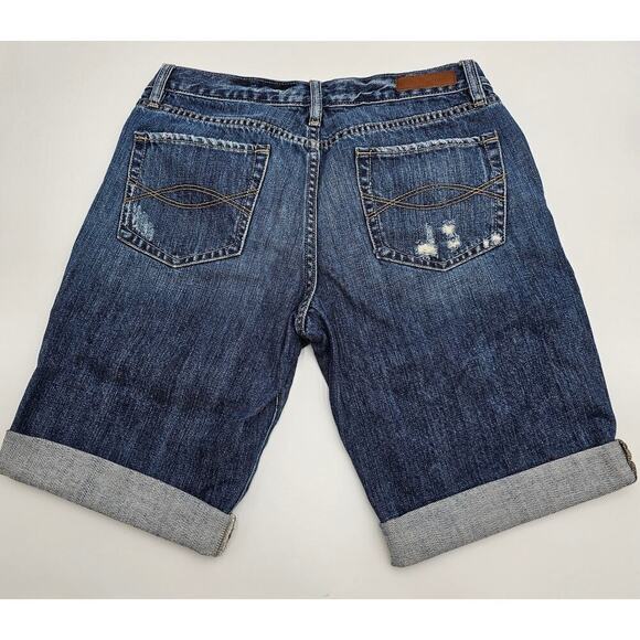 Abercrombie & Fitch Women's Size 8 Cotton Medium Wash Cuffed Bermuda Shorts - Picture 8 of 8